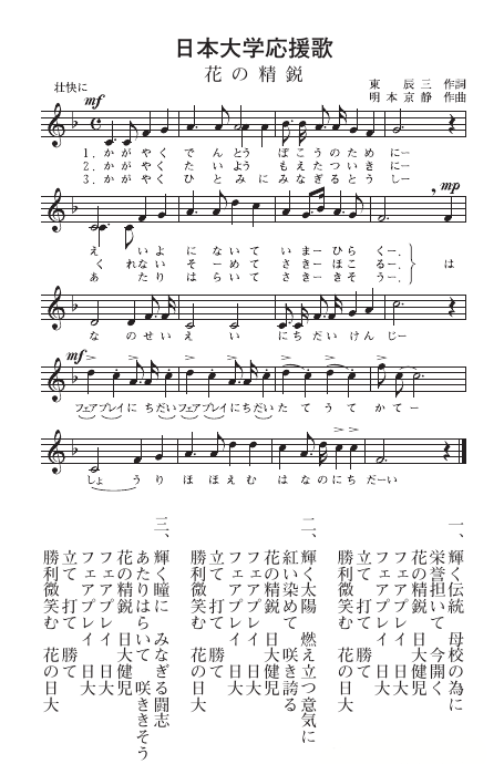 日本大学応援歌楽譜